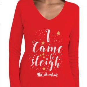Izzy & Liv Red I Came To Sleigh Long Sleeve Top Size XL